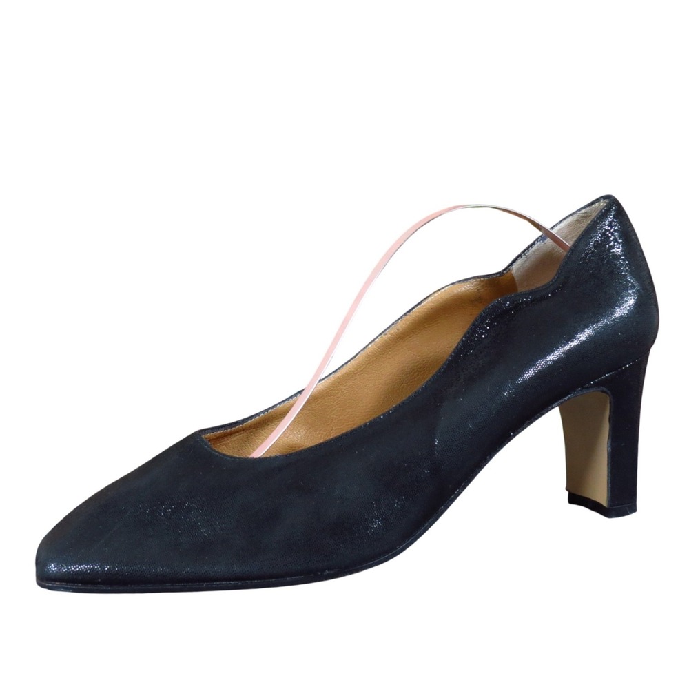 Pierre Cardin VTG Rare Women Heel Size 36 Evening‎ Dress Black Shimmer Leather
